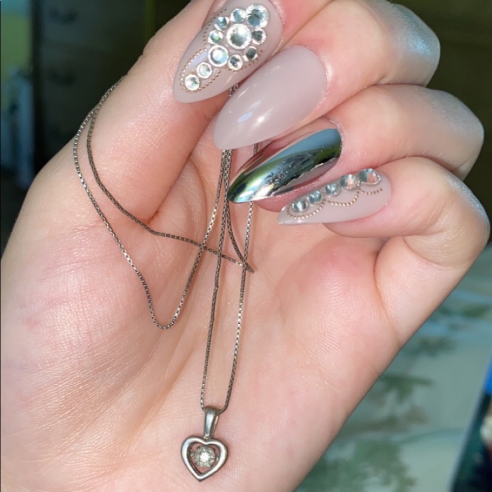 Sterling Silver Floating Diamond Jared Necklace